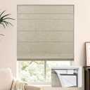 No Drill Roman Shades for Windows, 34" W x 72" H Cordless Blackout 1.3 Window Depth Need Easy Install Roman Window Blinds, Room Darkening Window Shades for Home, Living Room, Linen Beige