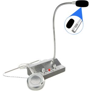 Window Intercom Window Speaker Two Way Intercom Speaker with Mute Function Ticket Counter Interphone for Bank Office Restaurant Hospital Clinic Silver
