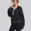 2026 Spring Hoodies Sweatshirts for Women, Long Sleeve Half Zip Pullover Comfrt Hoodie (Black, S)