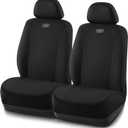 Skechers Seat Covers, Premium Breathable Polyester Seat Covers, Car Seat Covers Front Seats Airbag Compatible, Automotive Comfort for Most Cars, Vans, Trucks, SUVs (Two Front, Black)