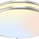 16Inch Flush Mount LED Ceiling Light Fixtures, 5CCT Adjustable 2700K 3000K 4000K 5000K 6500K, Dimmable Close to Ceiling Light for Kitchen, Bathroom, Kitchen, Bedroom, Brushed Nickel, 1 Pack