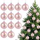24 Pcs 2.4 Inch Pink Christmas Ball Ornaments 2025 with Gold Princess Crown Print Xmas Tree Decoration Plastic Shatterproof Christmas Hanging Baubles for Witch Movie Party Home Holiday Decor
