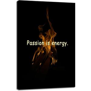 Motivational Wall Art Passion Is The Energy for Doing Anything Inspirational Quotes Canvas Posters Printed Artwork for Office Hallway Gym Bedroom Living Room Framed Ready to Hang [12" W X 18" H]