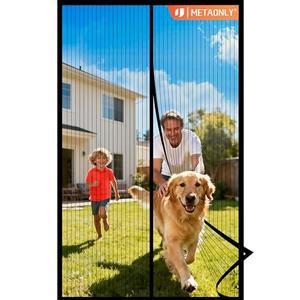 METAONLY Magnetic Screen Door Mesh Fits 36" x 78" Door - Curtain Size 38" x 81", Works for Patio, Sliding Door, Keeps Bug Mosquito Out, Fresh Air Flow, Black