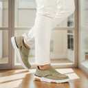 OrthoComfoot Men's Orthopedic Slip-On Loafers Walking Shoes: Comfortable Arch Support Plantar Fasciitis Hook and Loop Shoes, Casual Orthotic Work Loafers for Foot and Heel Pain (11, W3-khaki)