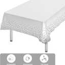 12 Packs White and Silver Disposable Tablecloths Rectangle Tables, 54 x 108 Inch Plastic Table Cloth Disposable for Birthday Wedding Engagement Anniversary Party Decoration