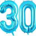 30 Number Balloons Large Foil Number Balloon Big 40 Inch for 30th Birthday Anniversary Event Celebration Party Decorations Blue