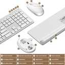 seenda Wireless Keyboard and Mouse Combo, Rechargeable Quiet Keyboard Mouse, Sleek and Ultra Thin Design, Full-Size with Number Pad for Windows, Laptop, PC, Notebook, Desktop- Silver and White