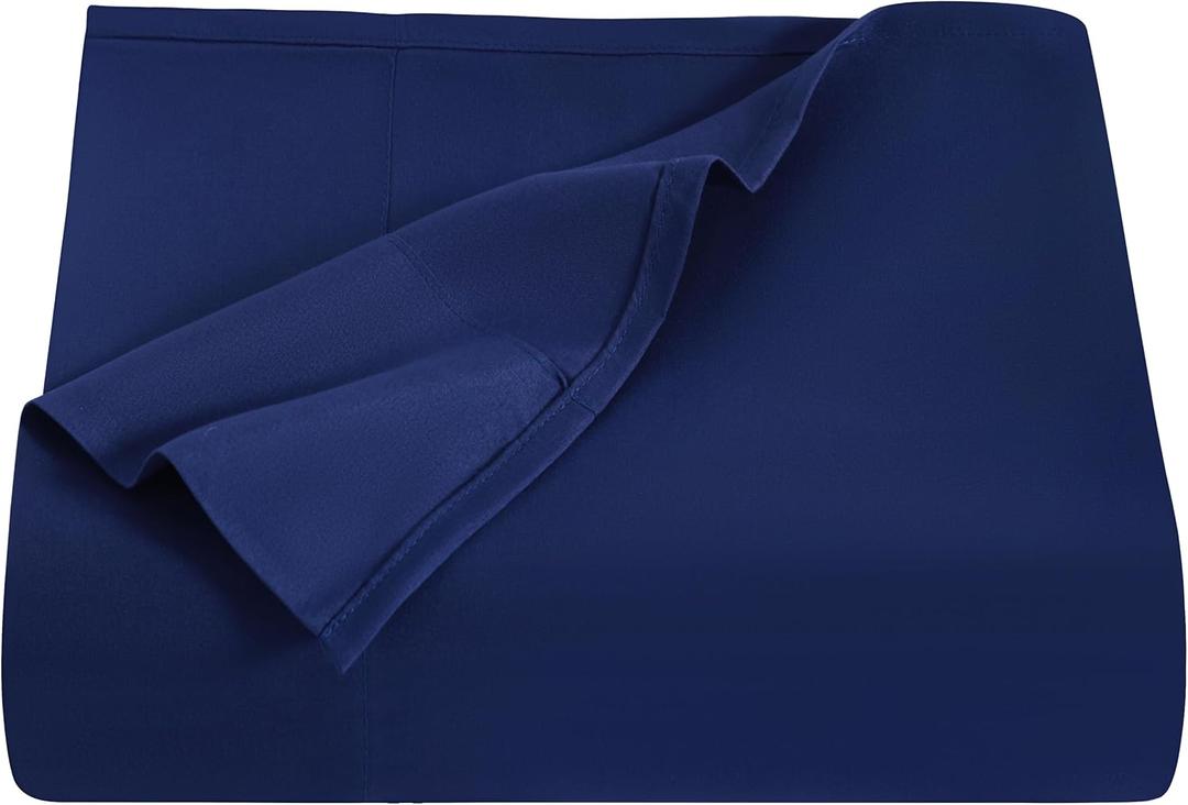 NTBAY Twin Extra-Long Flat Sheet Only - Brushed Microfiber Flat Sheet - Soft, Wrinkle-Free, Fade-Resistant, Stain-Resistant, Top Sheet, Hotel Quality Flat Bed Sheet, Navy Blue