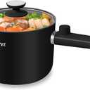 Topwit Hot Pot Electric, 1.5L Ramen Cooker, Portable Non-Stick Frying Pan, Electric Pot for Pasta, Steak, BPA Free, Electric Cooker with Dual Power Control, Over-Heating & Boil Dry Protection, Black (1.6 Quarts)