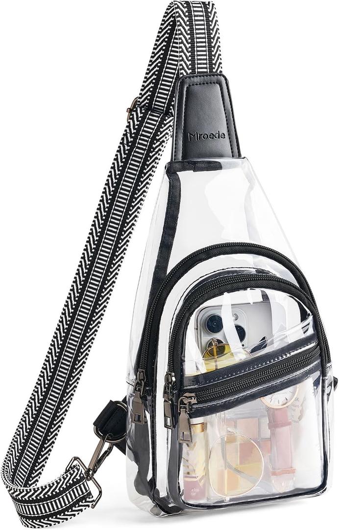 Clear Bag for Stadium Events Approved Clear Purses for Women Crossbody Transparent Bag Stadium Bags for Concert Sport (1-1 Black) Clear Bag for Stadium Events Approved Clear Purses for Women Crossbody Transparent Bag Stadium Bags for Concert Sport (1-1 Black)