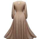 Round Collar Long Sleeve Dress for Women Size L