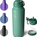 BOTTLE BOTTLE 40 oz sports water bottle stainless steel insulated water bottle with straw and pills holder, Green