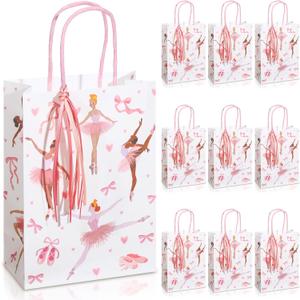 Ctosree24 Sets Ballerina Gift Bags with Ribbon Ballerina Birthday Party Decoration Ballerina Party Favor Goodie Bags Dancing Party Supplies Ballet Birthday Party Boxes for Baby Shower Party