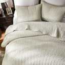 WDCOZY Beige Cross Stitch King Size Quilt Set, Netural Striped Lightweight Soft Bedspread, Channel Farmhouse Rustic Coverlet, All Season Country Bedding, Thin Comforter