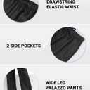 keriffe Women's Wide Leg Casual Palazzo Pants High Waist Summer Flowy Beach Pants Dress Trousers with Pocekts (Black, XL)