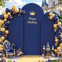 Navy Blue Arch Cover 3 Set - 4FT, 5FT, 6FT Arch Backdrop Cover Spandex Fitted Wedding Arch Stand Covers for Baby Shower Birthday Party Wedding Bridal Shower Banquet Photo Background Decorations, Navy Blue 