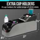 Moblorg Center Console for Minivans, SUVs, Middle Van Console, Extra Cup Holders, Large Storage, Made in USA (Gray)