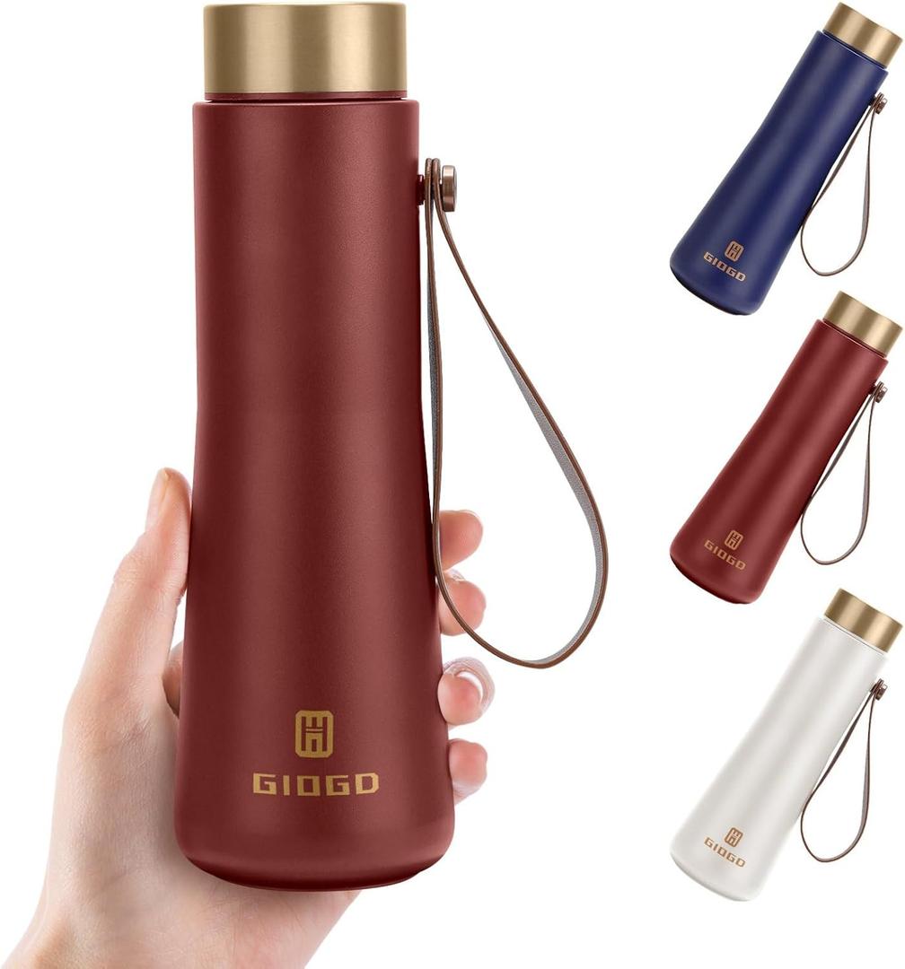 Stainless Steel Thermo Slim Water Bottles Insulated Vacuum 400ml/13.5oz Water Flask Thermal Water Bottles Thermo for Hot and Cold Drinks Coffee Water Perfect for Purse or Kids Lunch Bag(Retro Red)