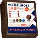 Large Waterproof Tarp - Heavy Duty 20 Mil Thick Poly Tarpaulin Ideal for Canopy Tents, Boats, RV or Pool Covers - Multipurpose Protective Tarps with Grommets for Indoor, Outdoor Use | 12' x 20' 2 Pack, Brown-ultra Heavy Duty(20 Mil)