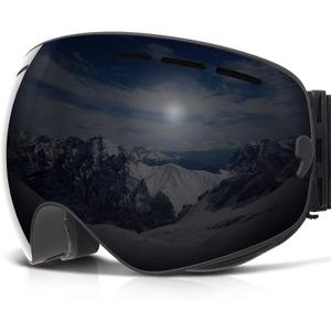 COPOZZ Ski Goggles, G1 OTG Snowboard Snow Goggles for Men Women Youth, Interchangeable Double Layer Anti Fog UV Protection (G1-black Frame Black Lens(vlt 15.8%))