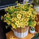 Fall Artificial Flowers for Outdoors, 10 Bundles UV Resistant Artificial Outdoor Flowers, Not-Fading Silk Faux Fall Flowers for Outdoor Planters for Home Garden Porch Decor, Yellow