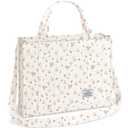 BINSUNS Corduroy Tote Bag for Women - Large Satchel Bag Tote Bag Aesthetic Crossbody Bag Handbag - School Work Travel Shopping Beach(Large- Pink Flower)