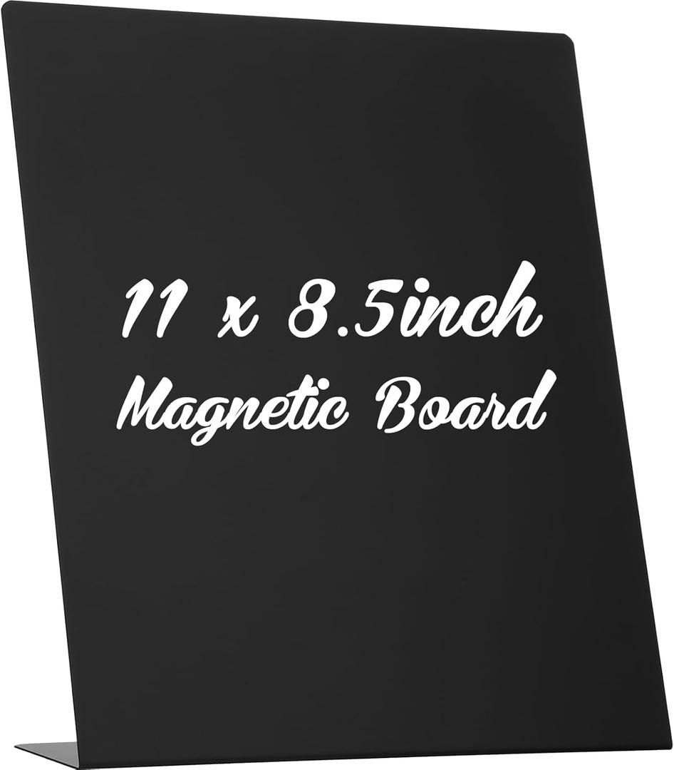 Fainne Magnetic Bulletin Board with Easel Stand Mini Black Magnet Metal Tabletop Memo Display Board for Menu Table Home School Kitchen Office Supplies(11 x 8.5 Inches,1 Pcs)