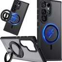 TIANNIUKE for Samsung Galaxy S22 Ultra Case, Dual-Side Magnetic Ring Holder,Compatible with MagSafe, Anty-Slip Grip,Military-Grade Protective, Adjustable Kickstand, Magnetic Phone Case (Black)