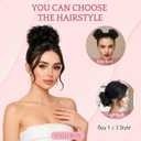 Hair Bun 100% Human Hair Natural Straight Messy Bun Hair Piece with Elastic Scrunchie for Women & Girls- 2 PCS Jet Black