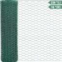 Chicken Wire Netting 16 x 236 Inch Green Hexagonal Galvanized PVC Coated Fencing Mesh for Garden, Poultry Barrier, Floral Arrangements and Crafts