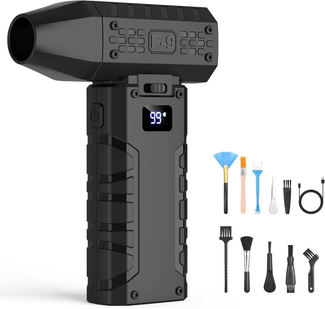 Electric Compressed Air Duster, 110,000RPM Cordless Portable Air Blower Mini Powerful Jet Dry Blower 100 Adjustable Speed Levels Rechargeable for Keyboard, PC, Car Cleaning