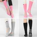 Pilates Socks with Grips for Women, Long Scrunch Slouch Slouchy Yoga Socks for Barre Workout (Black)