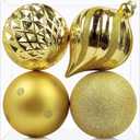 SHareconn 4ct 6 Inch Large Christmas Tree Balls Ornaments, Colored Shatterproof Plastic Decorative Baubles Decorations for Xmas Tree Decor Holiday Party Wedding Decoration (Gold, 150mm)