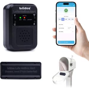 Briidea WiFi Mailbox Alert with LoRa Technology Up to 1200ft Long Range, Updated Sensing Technology Fits for Any Mailbox Type, 2.4 & 5GHz Dual-Band WiFi Compatible
