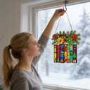 2 x Suncatcher Book Ornament Christmas Hanging Window Decor Acrylic,Christmas Ornament Outdoor Decor Garden Bookish Gifts for Librarian, Book Lovers, Reader, Women, Suncatcher Effect Decor