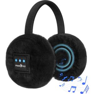 MUSICOZY Earmuffs Women's Winter Ear Warmers Muffs Soft 5.4 Bluetooth Muisc Earmuffs Covers for Jogging Skiing Skating Travelling Hiking Gifts_Black