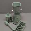 Rotary Cheese Grater with Handle: 5 in 1 Cheese Grater Hand Crank Cheese Shredder with Strong Suction Base Kitchen Vegetable Slicer with 5 Interchangeable Blades, Storage Box, Green