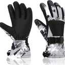 Ski Gloves for Men Women Kids - Waterproof Thermal Winter Snow Gloves, Touchscreen Compatible for Skiing, Snowboarding, Cold Weather, Parent-Child Outdoor Activities (M(Fits Kids 11-15 Years and Women S and M), Black Grey)