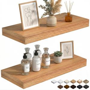INHABIT UNION 24in Beech Floating Shelves for Wall, Set of 2, Decor Storage