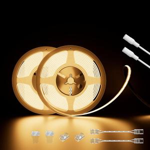 PAUTIX COB LED Strip Lights 48ft/15m Super Bright,504 LEDs/m Warm White 2700K CRI90+ Flexible LED Tape,DC24V for Cabinet Home DIY Lighting Projects with 2pcs COB Connector(Power Supply Not Included)