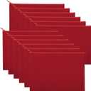 12 Pieces Cotton Canvas Makeup Bag, Multipurpose Cosmetic Bag with Zipper Travel Toiletry Pouch, Blank DIY Craft Bag (Red, XL)