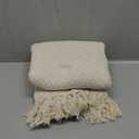 DII Modern Zig Zag Throw Blanket Woven Cotton, Hand-Knotted 2.5" Fringe, 50x60, Natural
