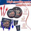 125 Pcs 250th Anniversary Patriotic Party Kit 4th of July Party Supplies Plates Paper Cups Cutlery Napkins for 4th of July Decorations Memorial Day Party Supplies