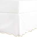 HIG Off White Chic Queen Bed Skirt - Easy Fit Scallop Edge Pleated Bedskirts, 14 Inch Drop Anti-Slip Dust Ruffle, Thick Fabric for Enhanced Privacy, Pre-Washed for Long-Lasting Use(N60022)