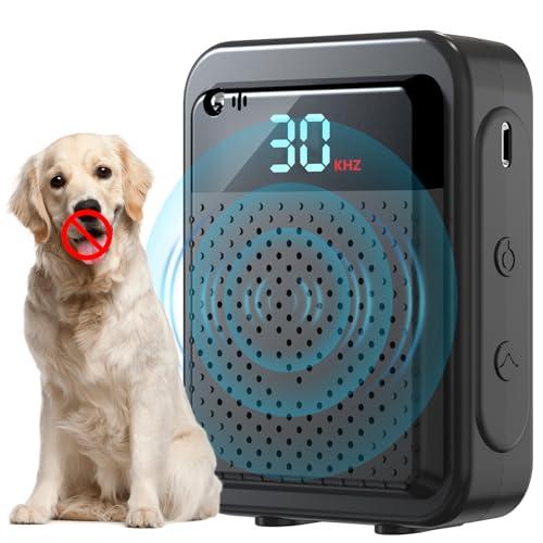 Qidejoy Anti Barking Device for Dogs – 3 Adjustable Frequency (10-30kHz), 30 Ft Range, Rechargeable, Auto Bark Detection, Safe & Effective for Small to Large Dogs,Pale Black