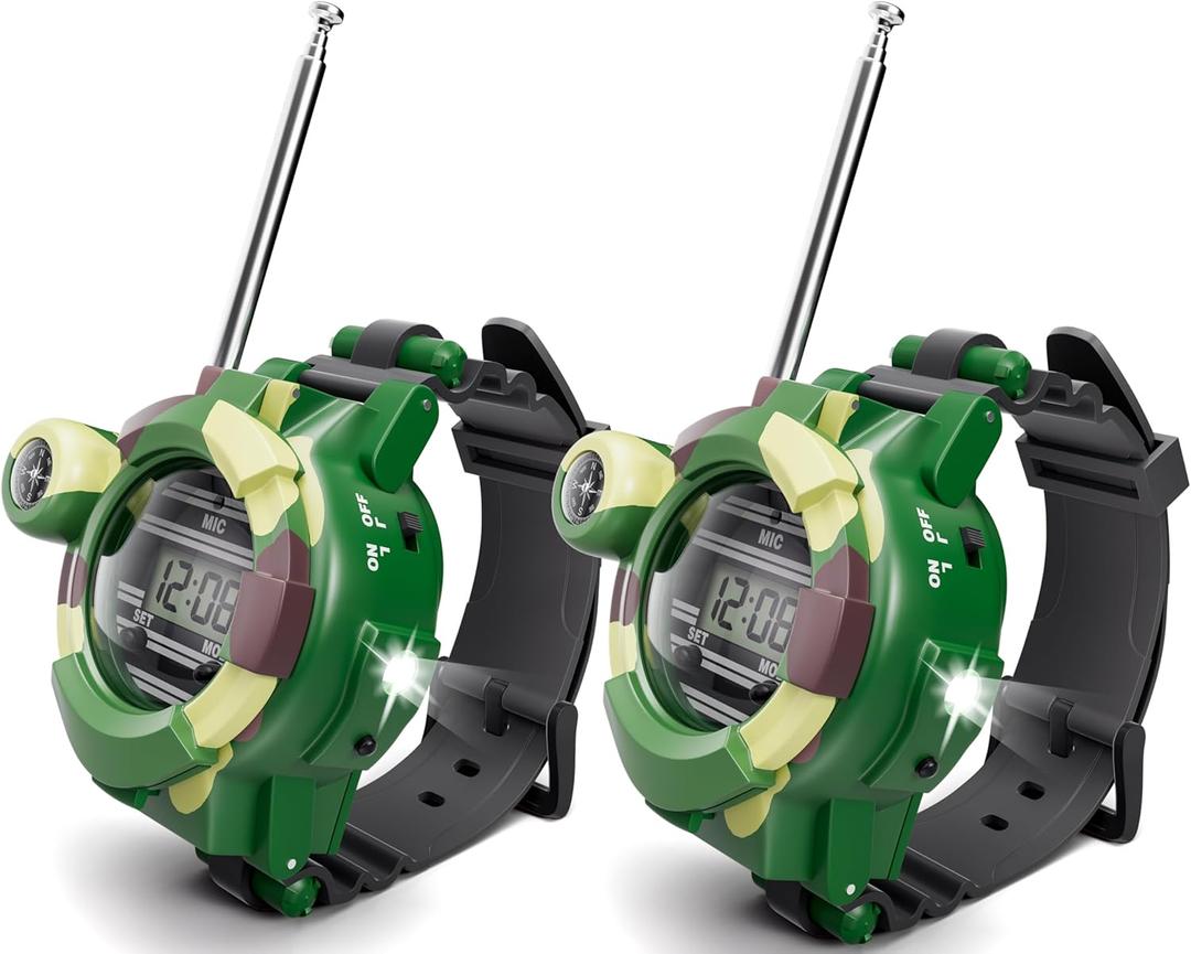 Walkie Talkies Watch, Spy Watch Army Toys for Kids Age 8-12, 7 in 1 Digital Watch Walkie Talkies with Flashlight, Cool Spy Gadgets for Boy Girls (Green)