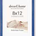 decorUhome Solid Oak Wood 8x12 Picture Frame, Display Pictures 6x8 with Mat or 8x12 without Mat, Wall & Tabletop Display Photo Frame, Blue, 1 Pack