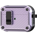 For Apple AirPods Pro 2 Carbon Fiber Texture Earphone Case Earbud TPU Cover with Magnetic Auto Lock - Purple
