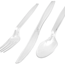 Culinary elements Clear Plastic Cutlery: Plastic Utensils for Parties, Picnics, Weddings, Baby Showers, Birthdays Parties, Office, Home And School - 16 Forks, 16 Knives, And 16 Spoons - 48 Count